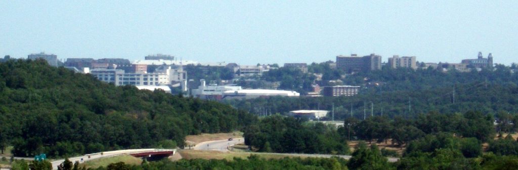Fayetteville, Arkansas skyline near the University of Arkansas
